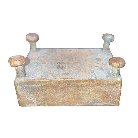 Handmade Bronze African Box-Style Statue With Musicians Cameroonian Art 4" X 2" - Picture 12 of 15